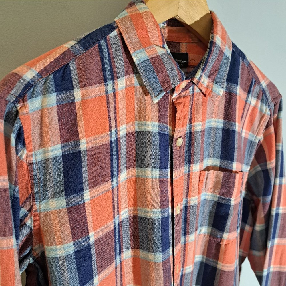 GAP Linen-Cotton Blend Men's Medium Long Sleeve Button Down Plaid Shirt